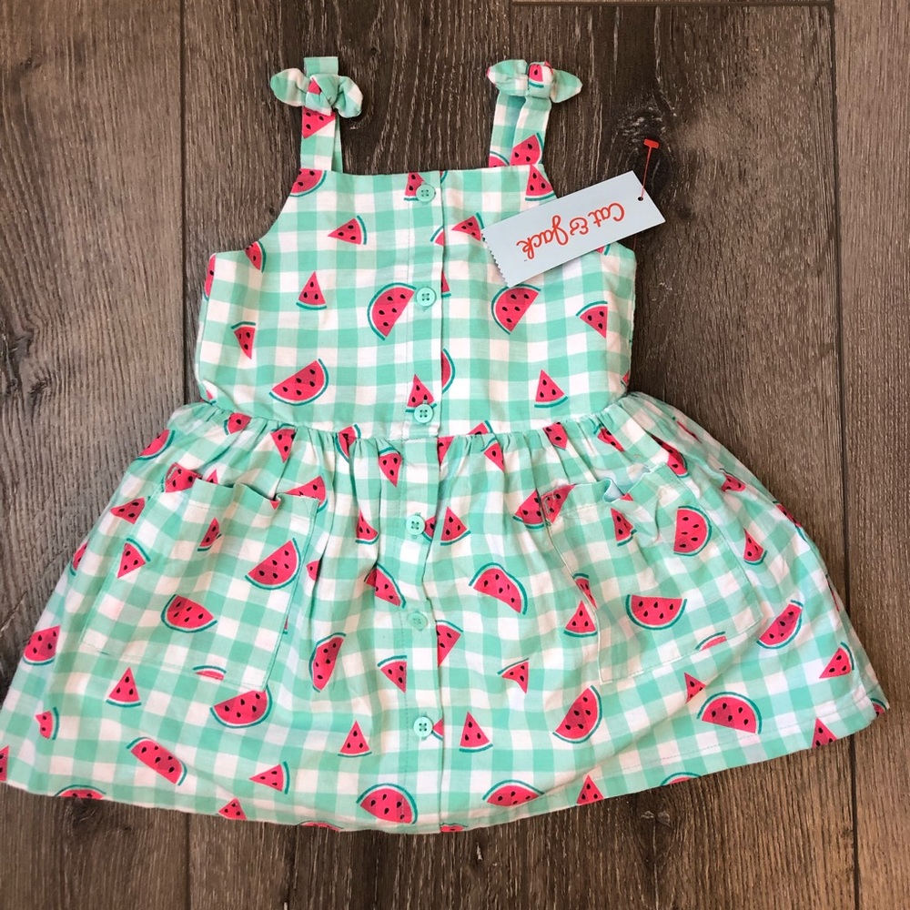 Baby toddler Jumper romper Teal checker Watermelon Sundress Dress 18 Months